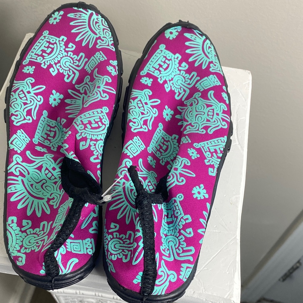 Vibrant Purple and Teal Women's Water Slippers